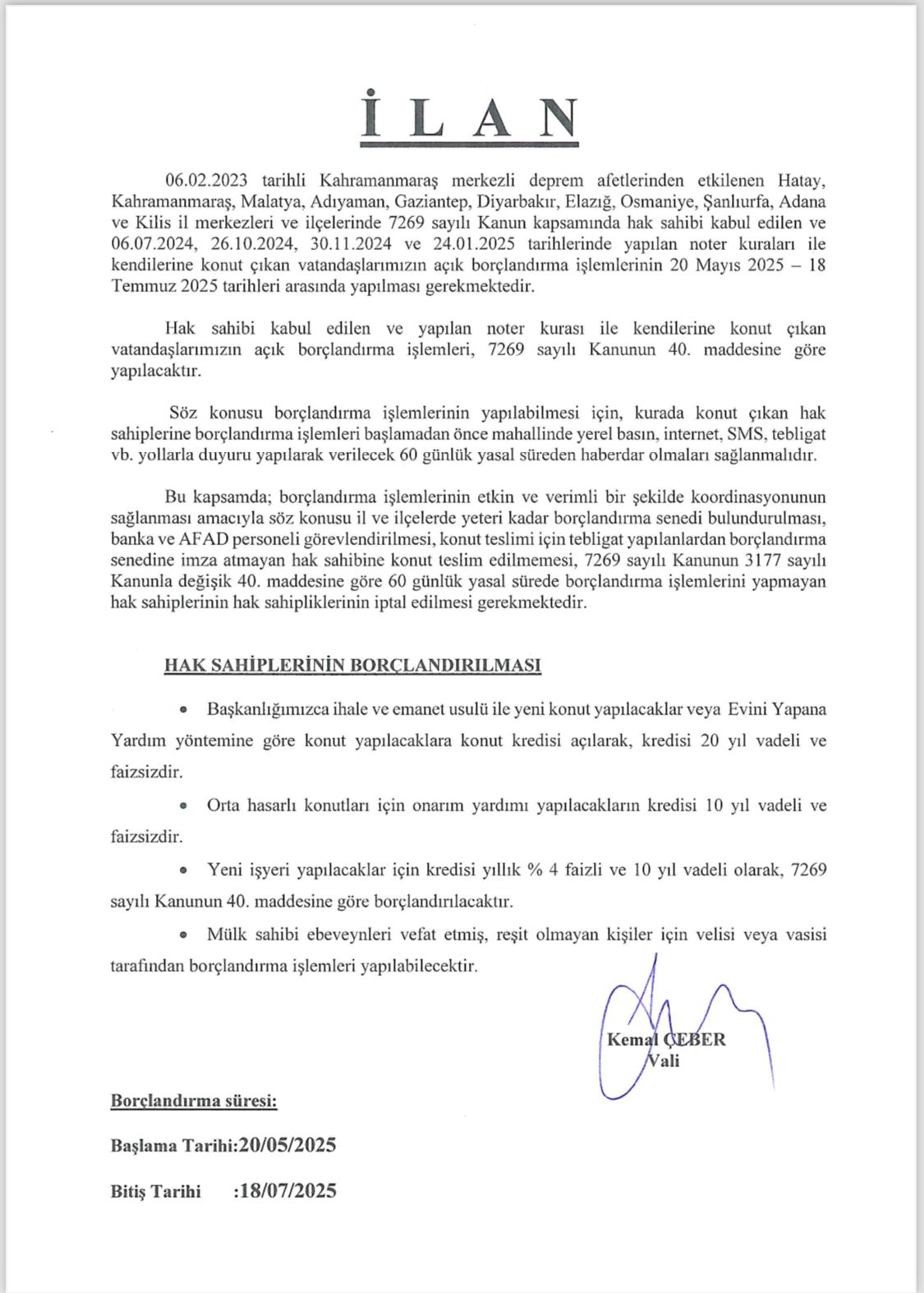 DUYURU İLAN !!